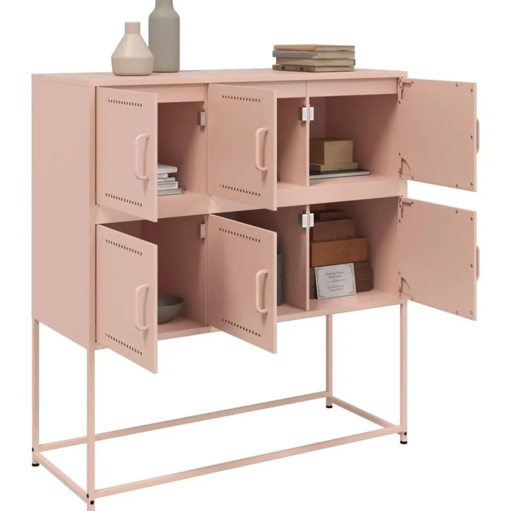 vidaXL Aparador de acero laminado en frío 100,5x39x107 cm Rosa Clearance