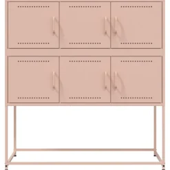 vidaXL Aparador de acero laminado en frío 100,5x39x107 cm Rosa Clearance