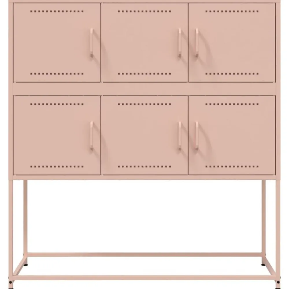 vidaXL Aparador de acero laminado en frío 100,5x39x107 cm Rosa Clearance