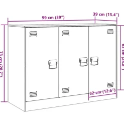 vidaXL Aparador de acero 99x39x73 cm Blanco Outlet