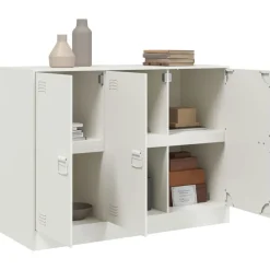 vidaXL Aparador de acero 99x39x73 cm Blanco Outlet
