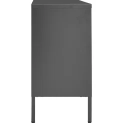 vidaXL Aparador de acero y vidrio templado blanco 105x35x70 cm Antracita New