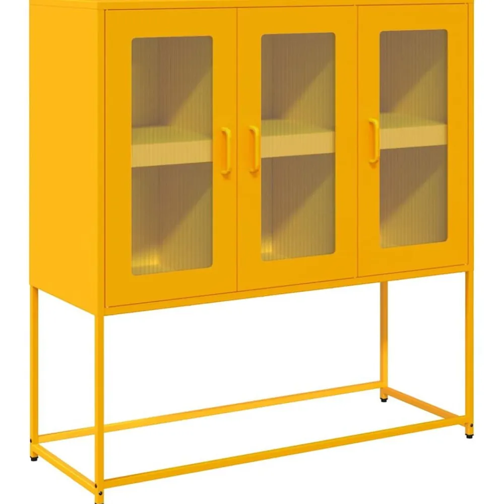 vidaXL Aparador de acero laminado en frío amarillo 100,5x39x107 cm Amarillo mostaza