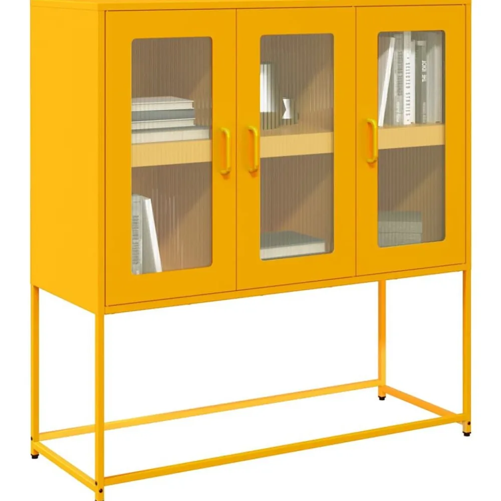 vidaXL Aparador de acero laminado en frío amarillo 100,5x39x107 cm Amarillo mostaza