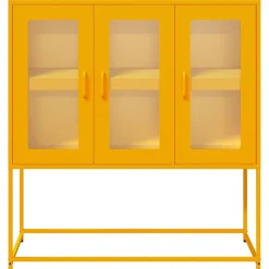 vidaXL Aparador de acero laminado en frío amarillo 100,5x39x107 cm Amarillo mostaza