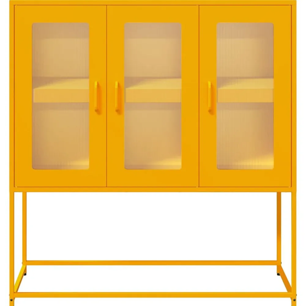 vidaXL Aparador de acero laminado en frío amarillo 100,5x39x107 cm Amarillo mostaza