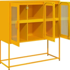 vidaXL Aparador de acero laminado en frío amarillo 100,5x39x107 cm Amarillo mostaza