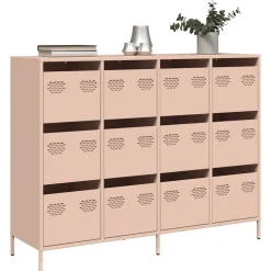 vidaXL Aparador de acero laminado en frío 135x39x103,5 cm Rosa Discount