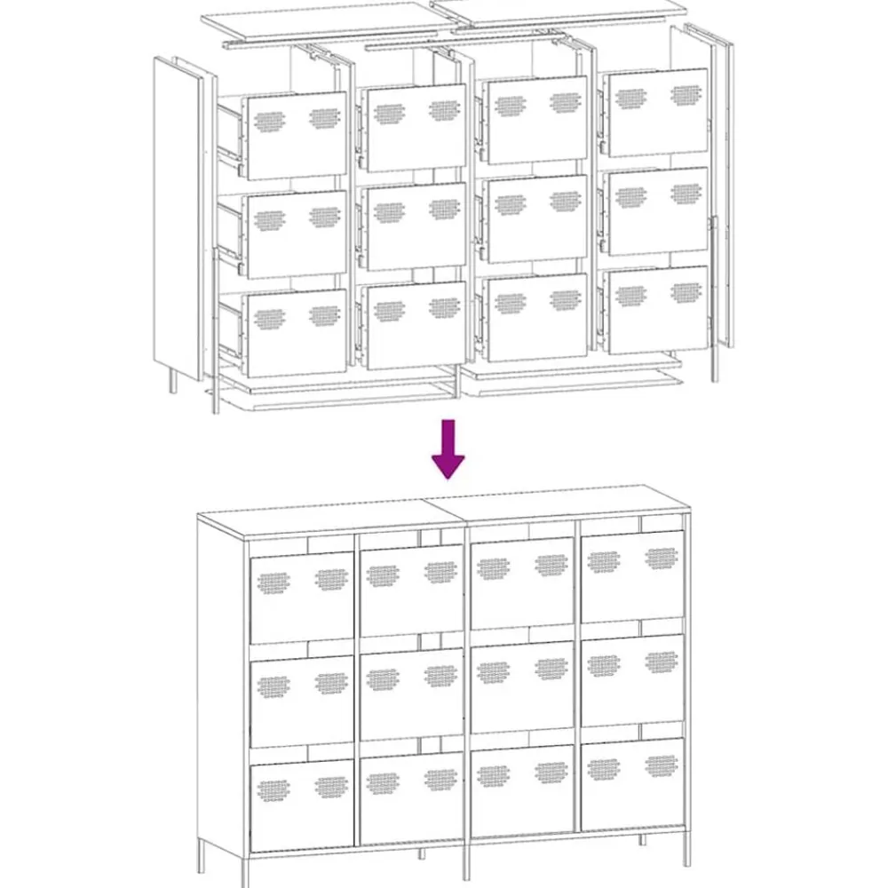 vidaXL Aparador de acero laminado en frío 135x39x103,5 cm Rosa Discount
