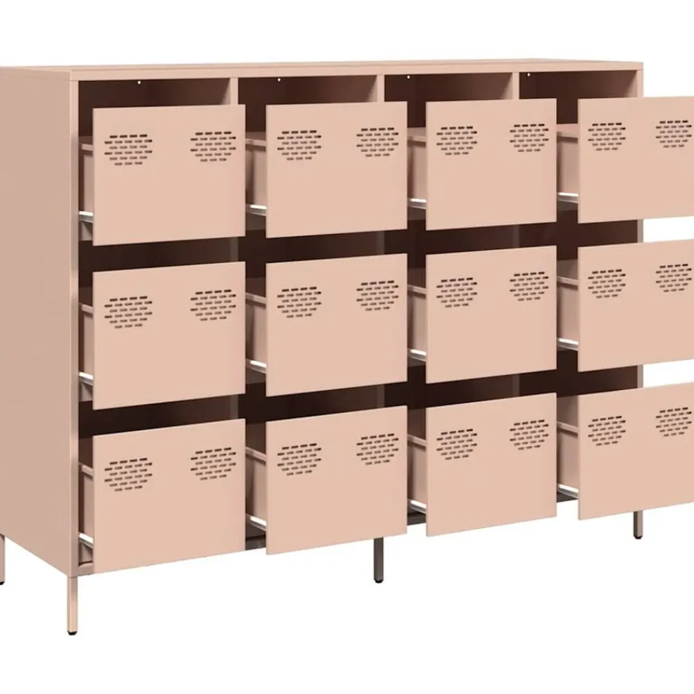 vidaXL Aparador de acero laminado en frío 135x39x103,5 cm Rosa Discount