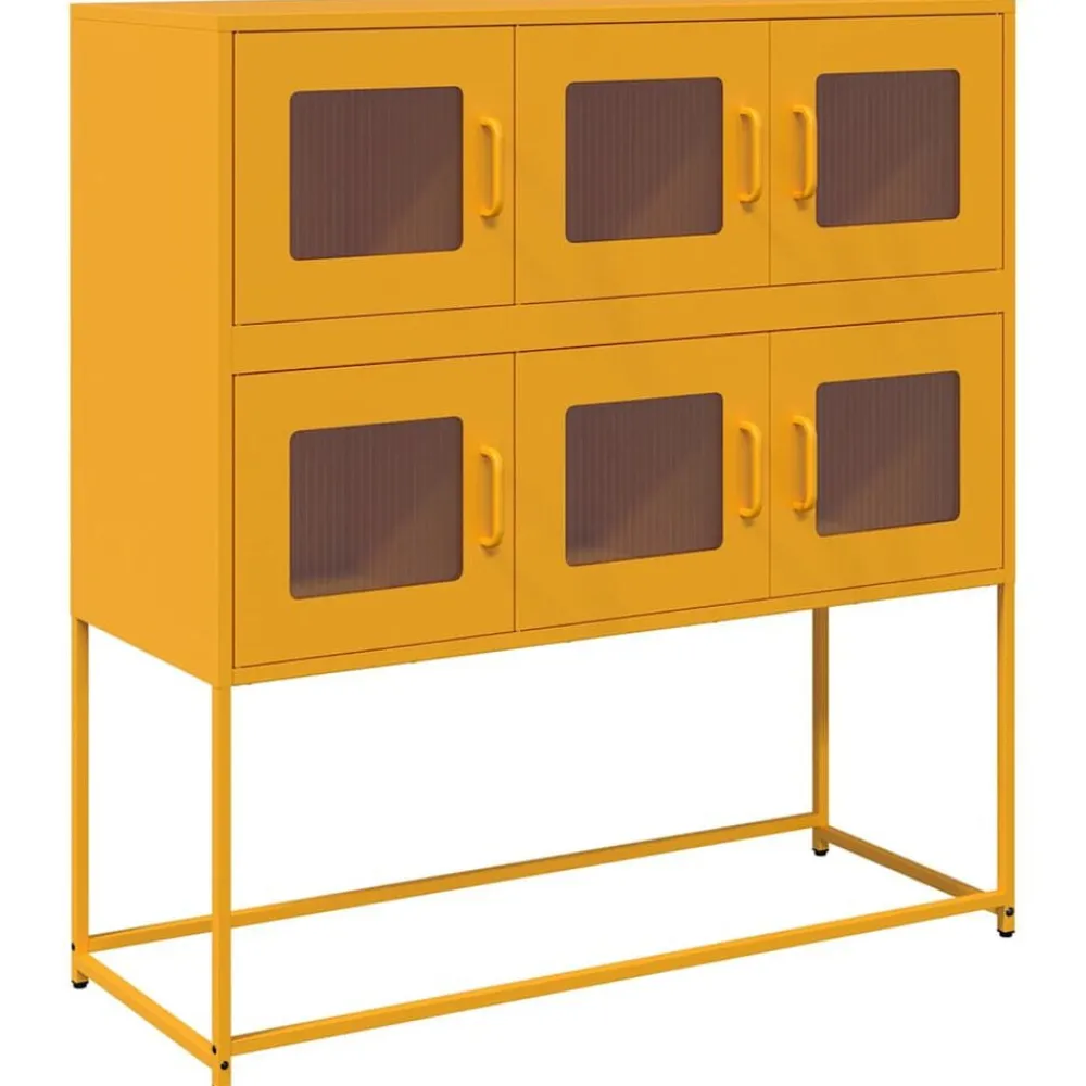 vidaXL Aparador de acero laminado en frío amarillo 100,5x39x107 cm Amarillo mostaza