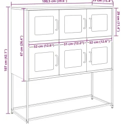 vidaXL Aparador de acero laminado en frío amarillo 100,5x39x107 cm Amarillo mostaza