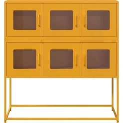 vidaXL Aparador de acero laminado en frío amarillo 100,5x39x107 cm Amarillo mostaza