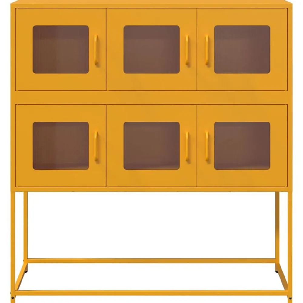 vidaXL Aparador de acero laminado en frío amarillo 100,5x39x107 cm Amarillo mostaza