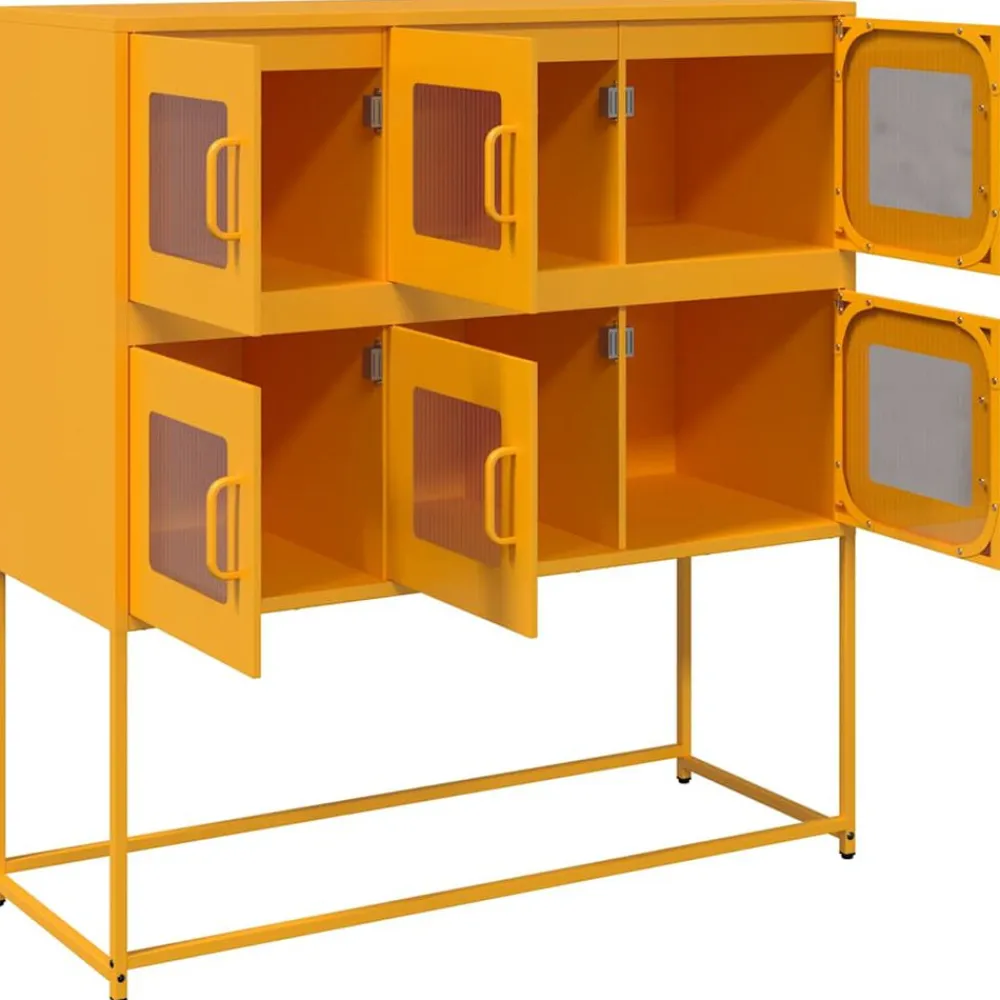 vidaXL Aparador de acero laminado en frío amarillo 100,5x39x107 cm Amarillo mostaza