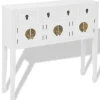 vidaXL Armarios Y Almacenamiento-Aparador de estilo chino de madera maciza blanco