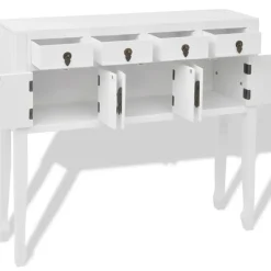 vidaXL Armarios Y Almacenamiento-Aparador de estilo chino de madera maciza blanco