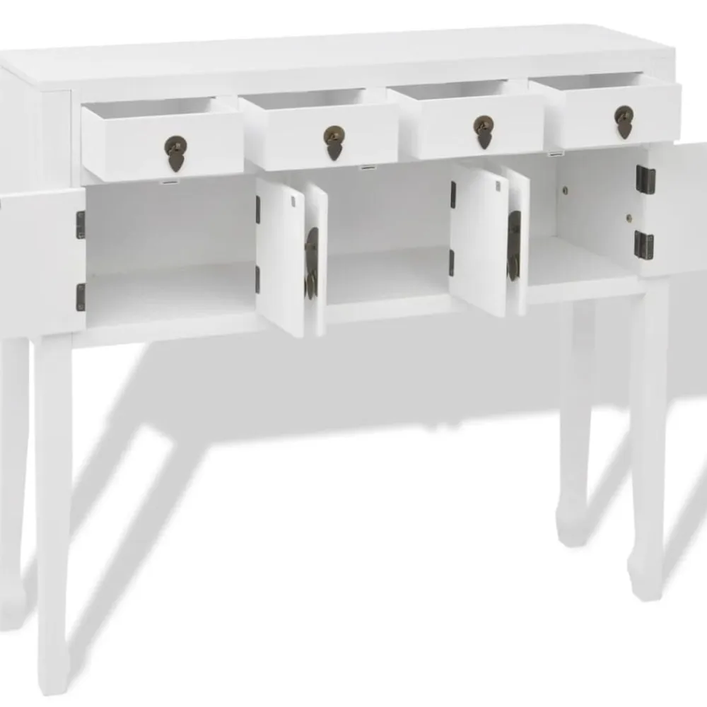 vidaXL Armarios Y Almacenamiento-Aparador de estilo chino de madera maciza blanco