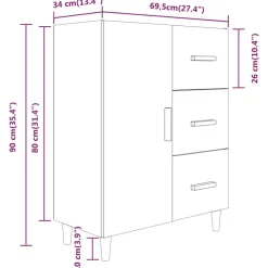 vidaXL Armarios Y Almacenamiento-Aparador de madera de ingeniería 69,5x34x90 cm