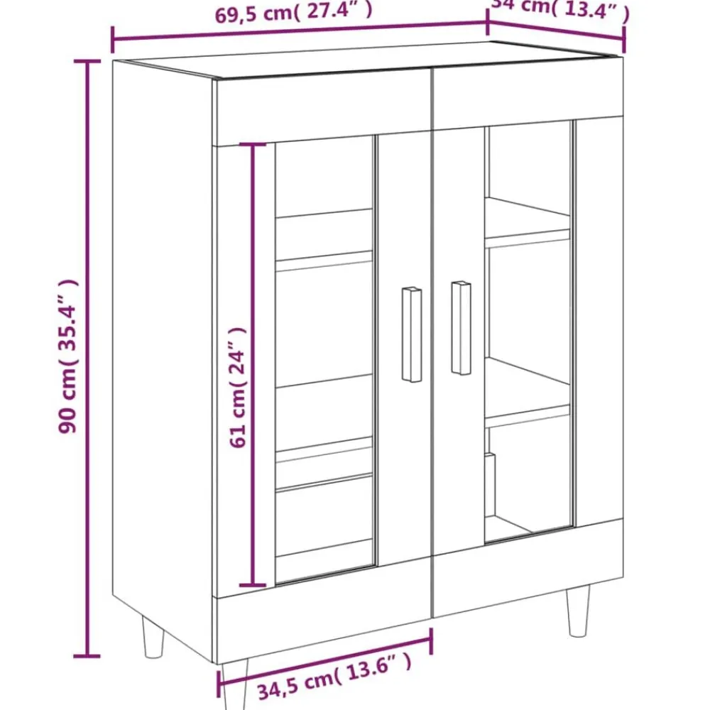 vidaXL Aparador de madera de ingeniería 69,5x34x90 cm Roble Sonoma