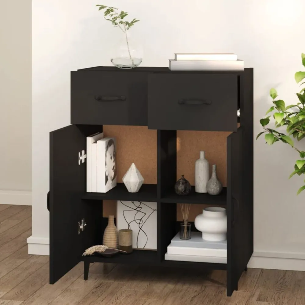 vidaXL Aparador de madera de ingeniería 69,5x34x90 cm Negro Sale