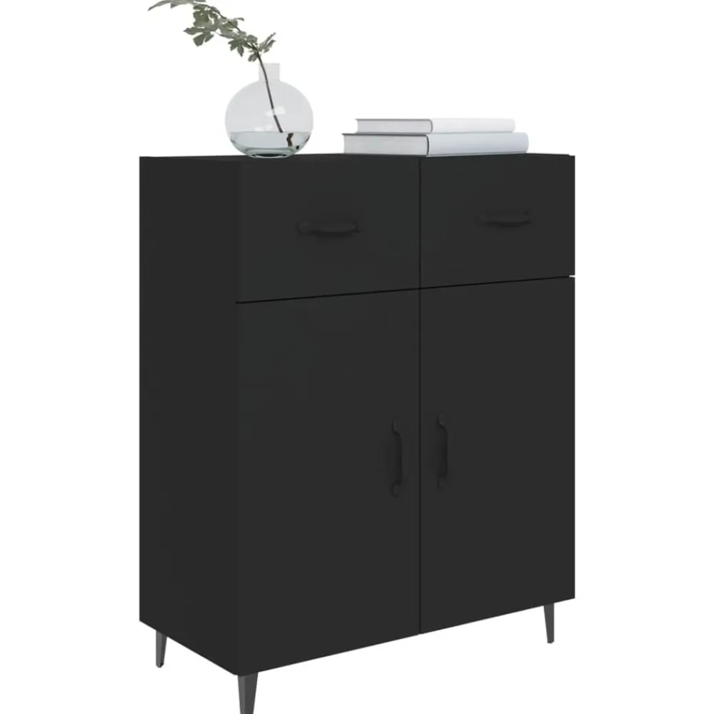 vidaXL Aparador de madera de ingeniería 69,5x34x90 cm Negro Sale
