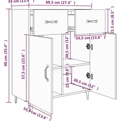 vidaXL Aparador de madera de ingeniería 69,5x34x90 cm Negro Sale