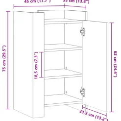 vidaXL Armarios Y Almacenamiento-Aparador de madera de ingeniería gris hormigón 45x35x75 cm