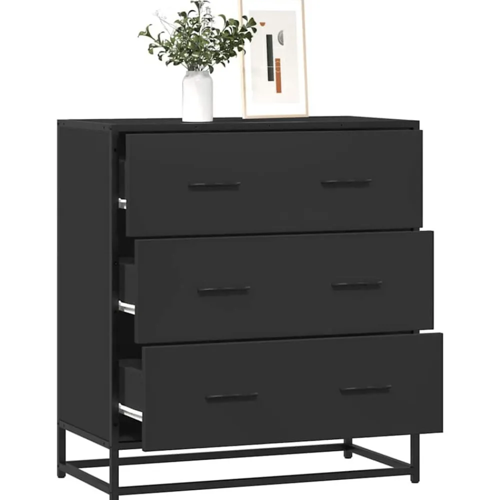 vidaXL Armarios Y Almacenamiento-Aparador de madera de ingeniería y metal 68x35x76 cm