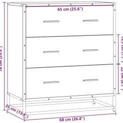 vidaXL Armarios Y Almacenamiento-Aparador de madera de ingeniería y metal 68x35x76 cm