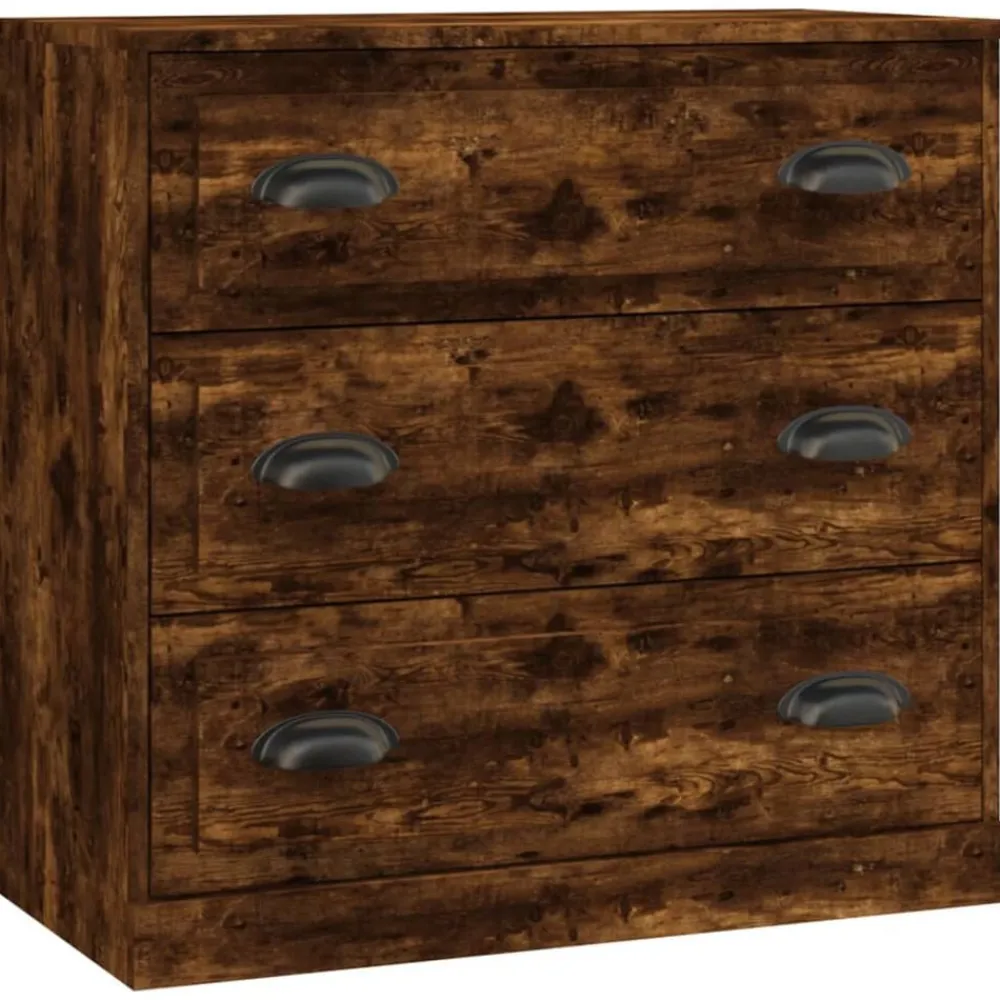 vidaXL Aparador de madera contrachapada 70x35,5x67,5 cm Roble ahumado Online