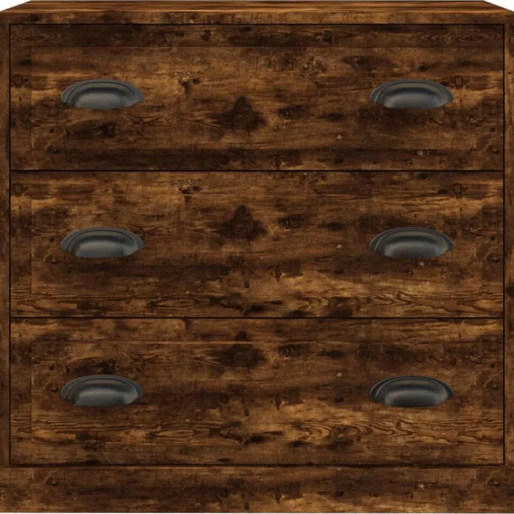vidaXL Aparador de madera contrachapada 70x35,5x67,5 cm Roble ahumado Online