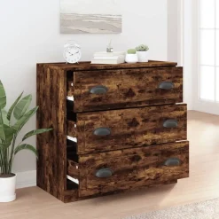 vidaXL Aparador de madera contrachapada 70x35,5x67,5 cm Roble ahumado Online