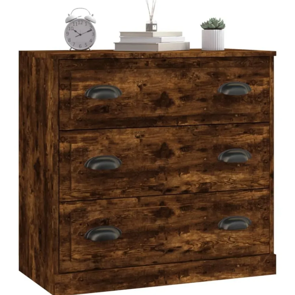 vidaXL Aparador de madera contrachapada 70x35,5x67,5 cm Roble ahumado Online