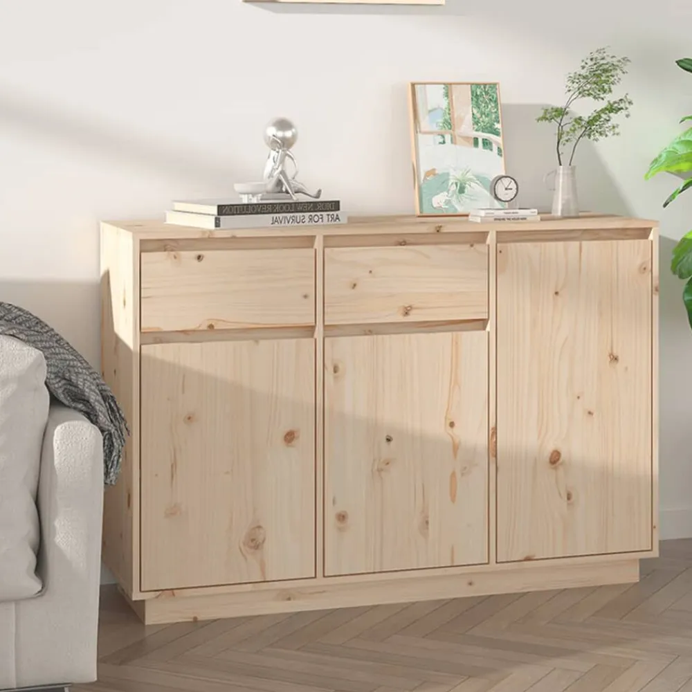 vidaXL Aparador de madera maciza de pino 110x34x75 cm Natural Discount