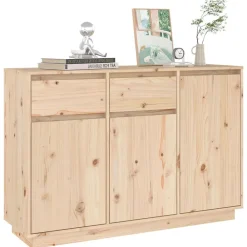 vidaXL Aparador de madera maciza de pino 110x34x75 cm Natural Discount