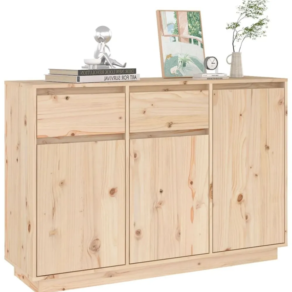 vidaXL Aparador de madera maciza de pino 110x34x75 cm Natural Discount