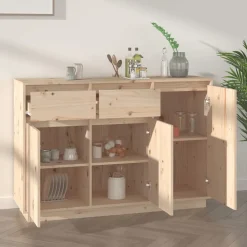 vidaXL Aparador de madera maciza de pino 110x34x75 cm Natural Discount