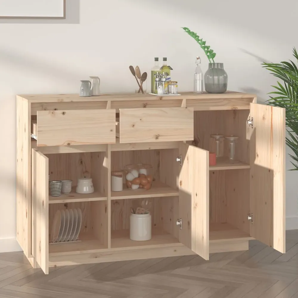vidaXL Aparador de madera maciza de pino 110x34x75 cm Natural Discount