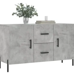 vidaXL Aparador de madera de ingeniería gris hormigón 100x36x60 cm Gris hormigón Discount
