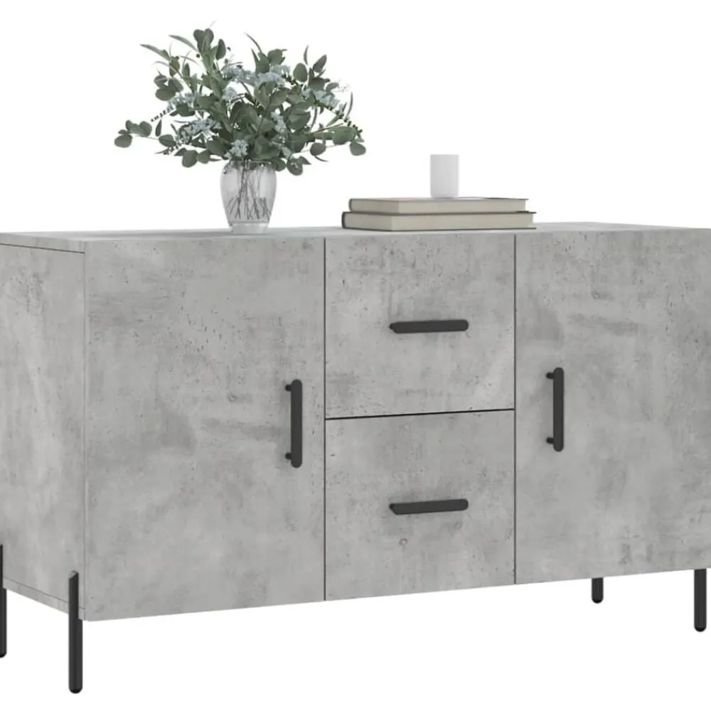 vidaXL Aparador de madera de ingeniería gris hormigón 100x36x60 cm Gris hormigón Discount
