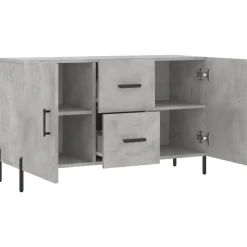 vidaXL Aparador de madera de ingeniería gris hormigón 100x36x60 cm Gris hormigón Discount