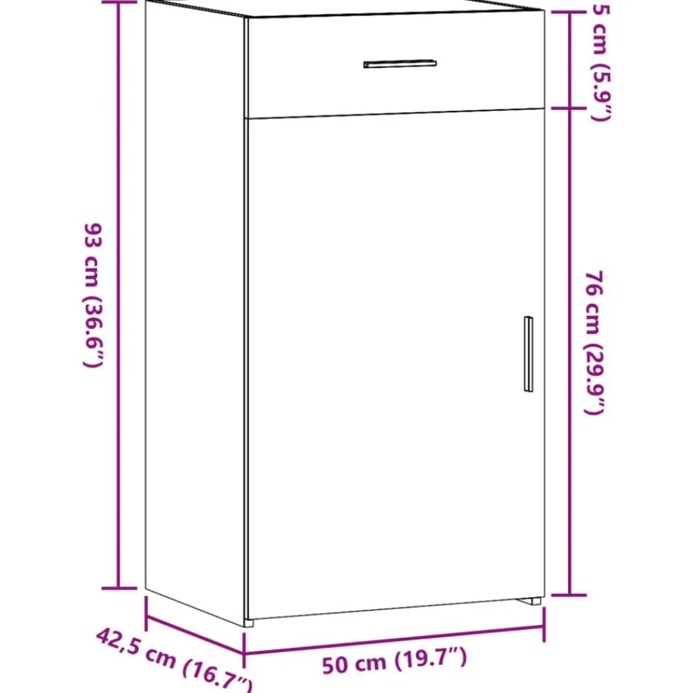 vidaXL Aparador de madera de ingeniería gris hormigón 50x42,5x93 cm Gris hormigón Outlet