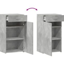 vidaXL Aparador de madera de ingeniería gris hormigón 50x42,5x93 cm Gris hormigón Outlet