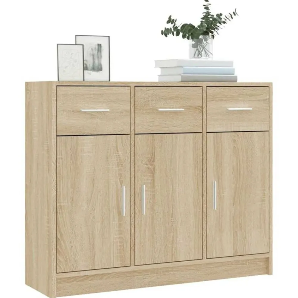 vidaXL Armarios Y Almacenamiento-Aparador de madera de ingeniería color 91x28x75 cm