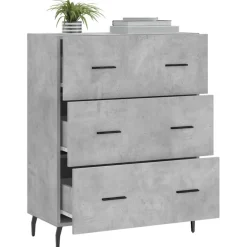 vidaXL Armarios Y Almacenamiento-Aparador de madera de ingeniería gris hormigón 69,5x34x90 cm