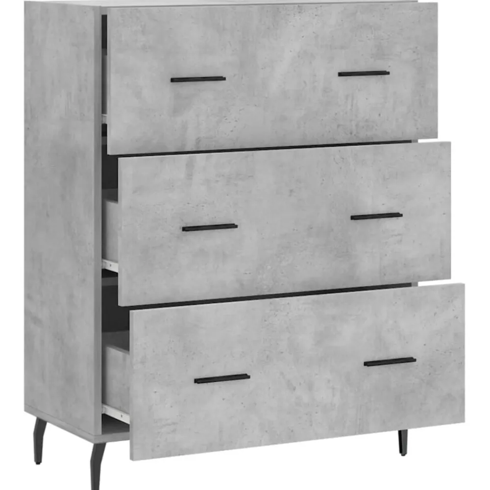 vidaXL Armarios Y Almacenamiento-Aparador de madera de ingeniería gris hormigón 69,5x34x90 cm