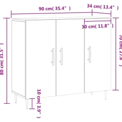 vidaXL Armarios Y Almacenamiento-Aparador de madera de ingeniería 90x34x80 cm