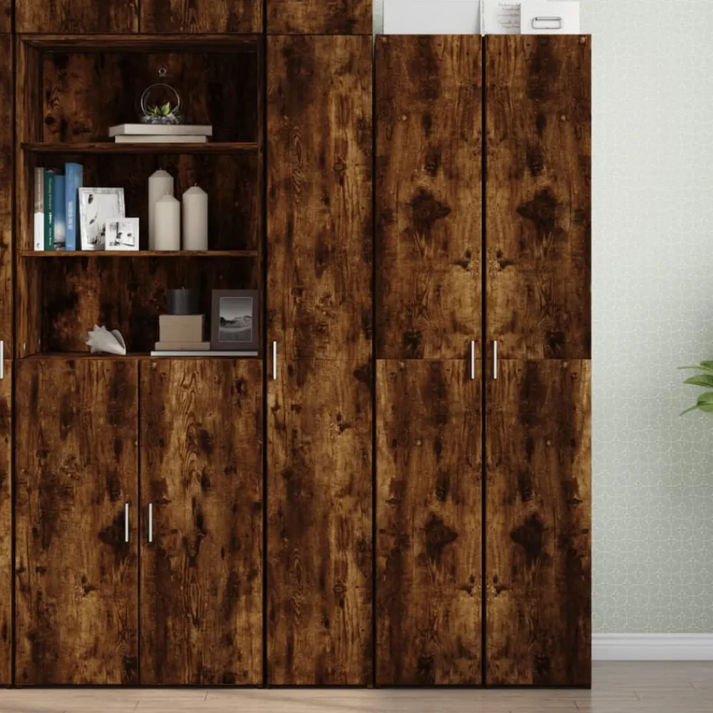 vidaXL Aparador de madera de ingeniería 30x42,5x185 cm Roble ahumado Discount
