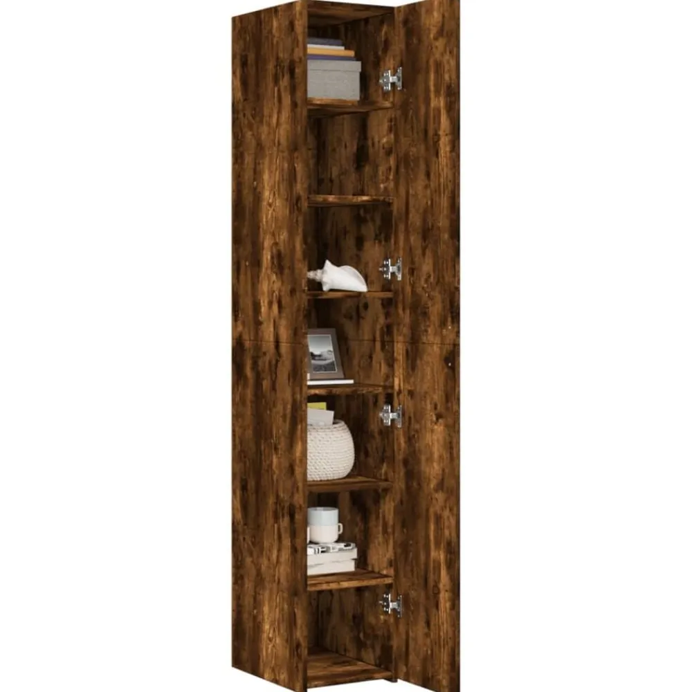 vidaXL Aparador de madera de ingeniería 30x42,5x185 cm Roble ahumado Discount